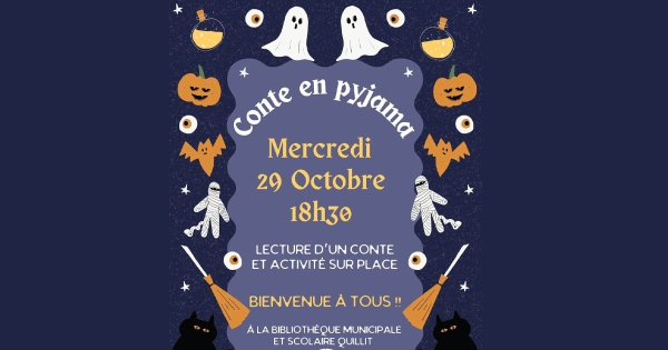 Conte en pyjama à la bibliothèque